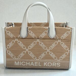 MICHAEL KORS Gigi Small Empire Jacquard Tote Bag Yellow White MK Logo